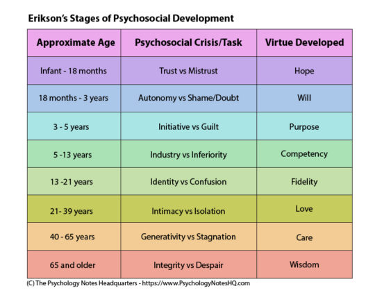The Erik Erikson’s Stages of Psychological Development