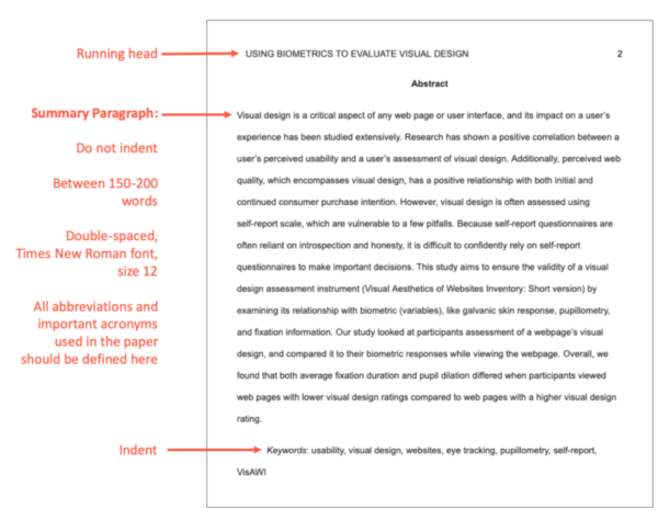 APA Format Abstract Example