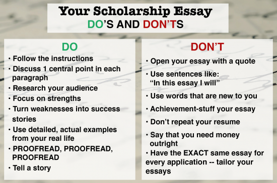 Do's and Don'ts of Scholarship Essay
