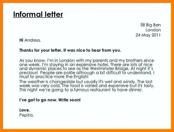 informal friendly letter format