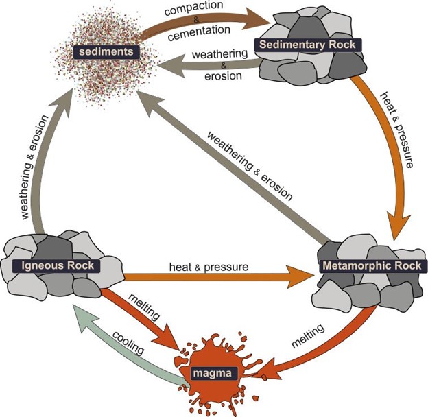 The Rock Cycle Igneous Sedimentary And Metamorphic Rocks